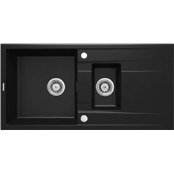 DEANTE ZQE N513, lavandino in granito da 1,5 bowl con scarico, nero