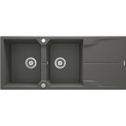 Deante Andante Granite sink, 2-bowl with drainer ZQN_T213 1160 x 500 x 224 anthracite metallic