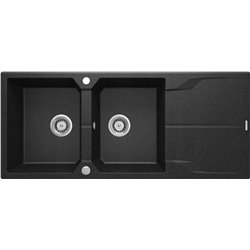 DeAnte ZQN 2213, pia de granito de 2-Bowl com drenagem, preto