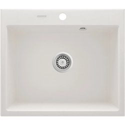 Deante ZQN A103, fregadero de granito de 2-bowl, blanco