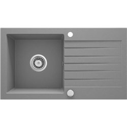 DeAnte ZQZ S113, pia de granito de 1 Bowl com drenagem, cinza mettalico