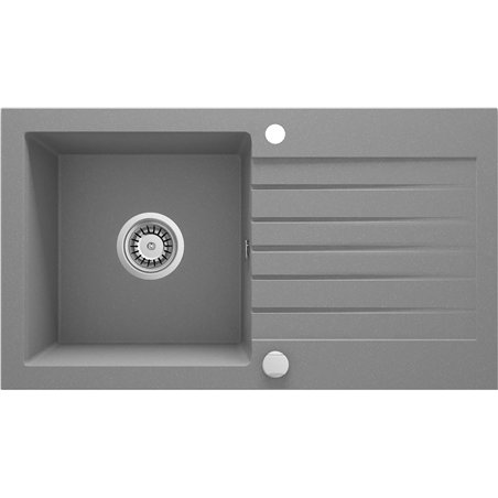 DeAnte ZQZ S113, évier de granit 1-bowl avec drainage, gris méttalique