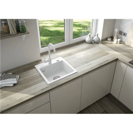 Deante ZQZ A103, fregadero de granito de 1-bowl, alabastro