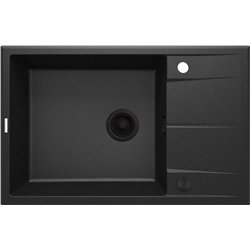 DeAnte ZQE G11B, pia de granito de 1 Bowl com drenagem, grafite metálica