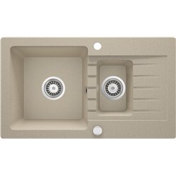 Deante ZQZ 7513, fregadero de granito de 1.5-bowl con drenaje, arena