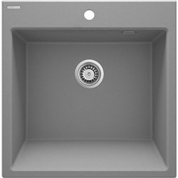 Deante ZQE S10K, fregadero de granito de 1-bowl, gris metálico