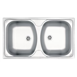 Deante Zmu 0200, fregadero de acero de 2-bowl, satén