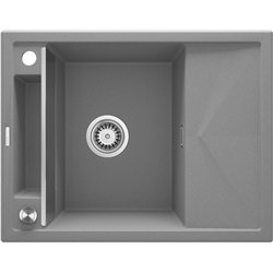 Deante ZRM S11A, 1 fregadero de granito magnético de 1-bowl con drenaje, gris metálico