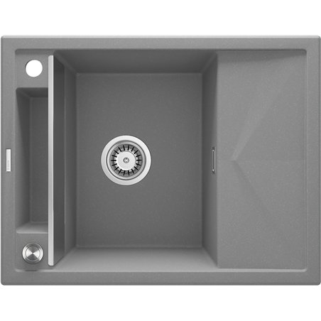 DeAnte ZRM S11A, 1 évier de granit magnétique à 1 bowl avec drainage, gris métallique