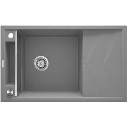 DEANTE ZRM S113, 1-fregadero de granito magnético de 1-bowl con drenaje, gris metálico