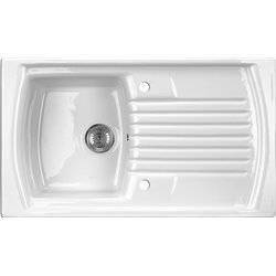 Deante Lusitano Lava-louça de cerâmica, 1 cuba com escorredor ZCL_611N 860 x 500 x 230 branco