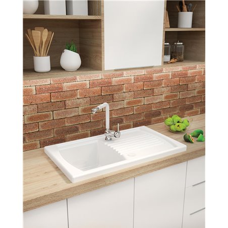 Deante Lusitano Lavello in ceramica, 1 vasca con gocciolatoio ZCL_611N 860 x 500 x 230 bianco