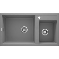 Deantin ZQE S20B, 2-Bowl-Granitsenke, metallisches Grau