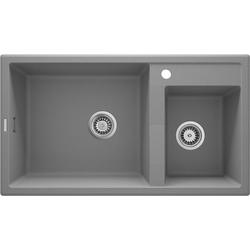 DeAnte ZQE S20B, évier de granit 2-bowl, gris métallique