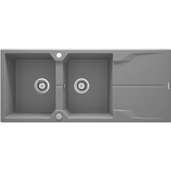 Deantin ZQN S213, 2-DWWER-Granitsenke mit Entwässerung, metallisches Grau