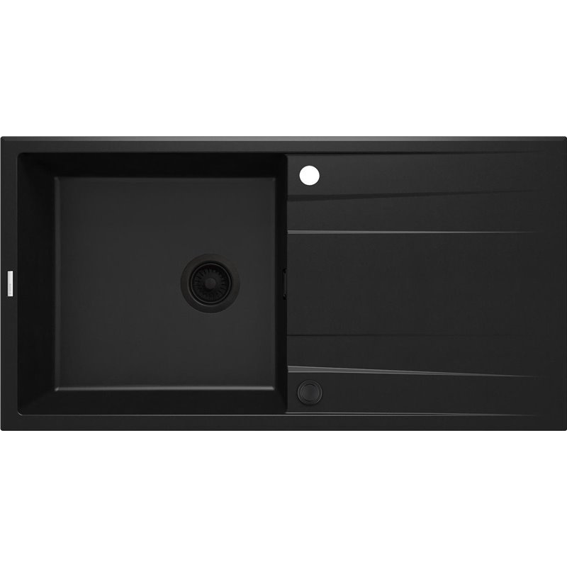 Deante Eridan Fregadero de granito, 1 cubeta con escurridor ZQE_N713 1000 x 520 x 203 negro