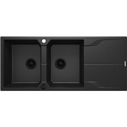 Deante ZQN G213, 2-bowl granite sink with drainage, metallic graphite