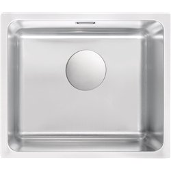 Deante ZPE 010A, fregadero de acero de 1-bowl, acero cepillado