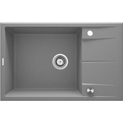 Deante Eridan Lava-louça de granito, 1 cuba com escorredor ZQE_S11B 780 x 500 x 210 cinzento metálico