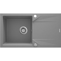 Deante Evora Fregadero de granito, 1 cubeta con escurridor ZQJ_S113 780 x 440 x 193 gris metálico