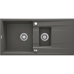 Deante Eridan Fregadero de granito, 1.5 cubetas con escurridor ZQE_T513 1000 x 500 x 208 antracita metálico