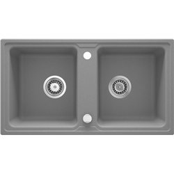 Deante ZQZ S203, 2-bowl granite sink, metallic grey