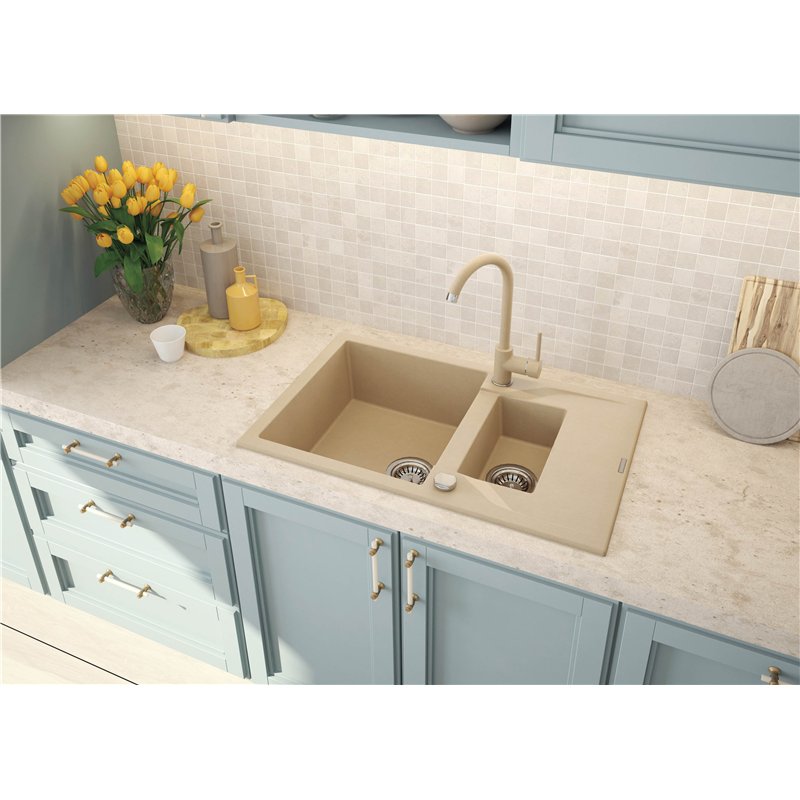 DeAnte ZQN 7513, puits de granit 1,5-bowl avec drainage, sable