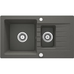 Deante Zorba Granite sink, 1.5-bowl with drainer ZQZ_T513 760 x 440 x 164 anthracite metallic
