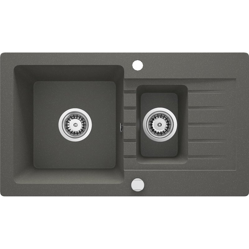 Deante Zorba Granite sink, 1.5-bowl with drainer ZQZ_T513 760 x 440 x 164 anthracite metallic