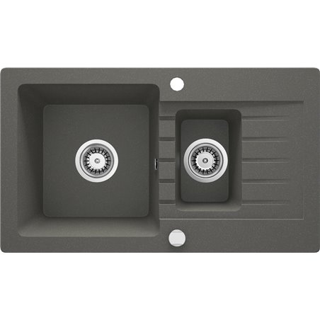 Deante Zorba Granite sink, 1.5-bowl with drainer ZQZ_T513 760 x 440 x 164 anthracite metallic