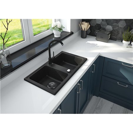 Deante Zorba Granite sink, 1.5-bowl with drainer ZQZ_T513 760 x 440 x 164 anthracite metallic