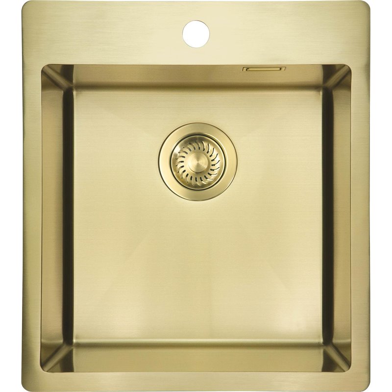 Deante Olfato Precious Spülbecken aus Stahl, 1 Becken ZPO_R10A 450 x 505 x 200 gebürstetes Gold