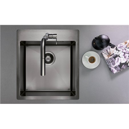 Deante Olfato Precious Spülbecken aus Stahl, 1 Becken ZPO_R10A 450 x 505 x 200 gebürstetes Gold