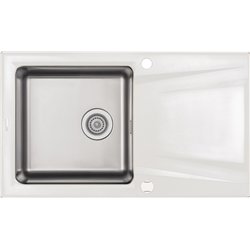 Deante ZSR A113, fregadero de acero de granito de 1-bowl con drenaje, alabastro, acero