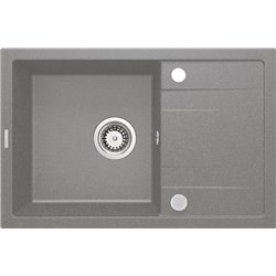 Deante Corio Fregadero de granito, 1 cubeta con escurridor ZRC_S113 670 x 440 x 175 gris metálico