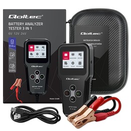 Qoltec 52489 3-in-1 Digital Battery Analyzer with LCD Display and Multi-Language 6V | 12V | 24V | 30Ah-200Ah