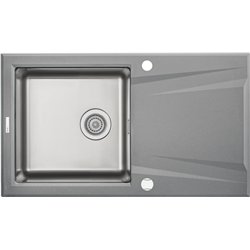 Deante ZSR S113, 1-bowl granite-steel sink with drainage, metallic grey