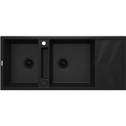 Deantel ZRM N213, 2-Bowl-Magnetgranitsenke mit Drainage, schwarz