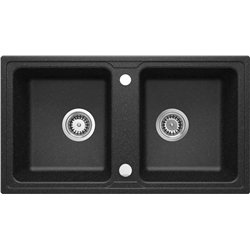 Deante ZQZ 2203, 2-bowl granite sink, graphite