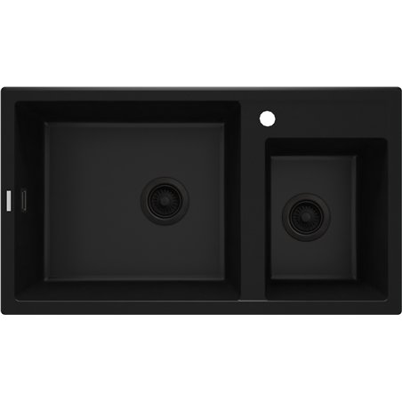 DeAnte ZQE N20B, pia de granito de 2-Bowl, preto