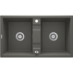 Deante ZQE T203, 2-bowl granite sink, anthracite metallic