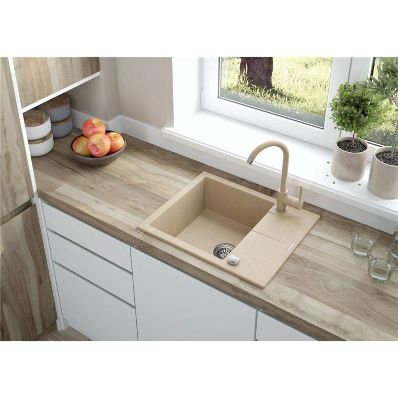 Deante ZQN 711A, 1-bowl granite sink with drainage, sand