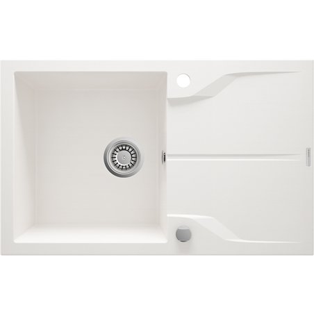 Deante ZQN A113, 1-bowl granite sink with drainage, alabaster