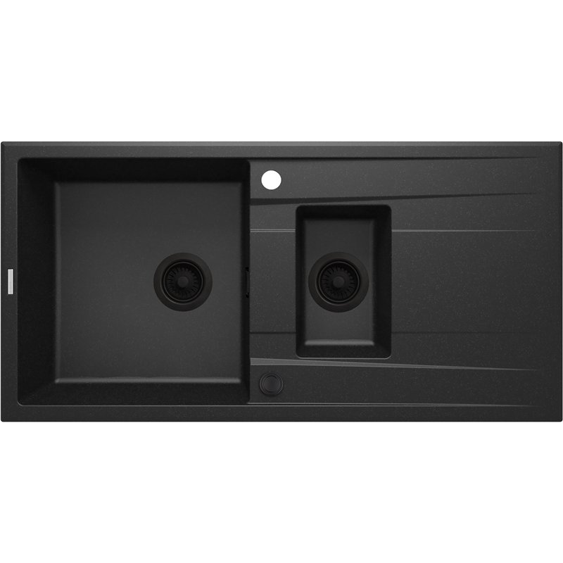 Deante ZQE G513, 1.5-bowl granite sink with drainage, metallic graphite