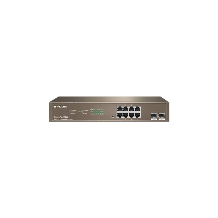 Commutateur 10p 10/100/1000 Gigabit IP-COM / Boîtier métallique / G3310P-8-150W