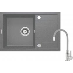 Granite sink with 1-bowl faucet with drainer