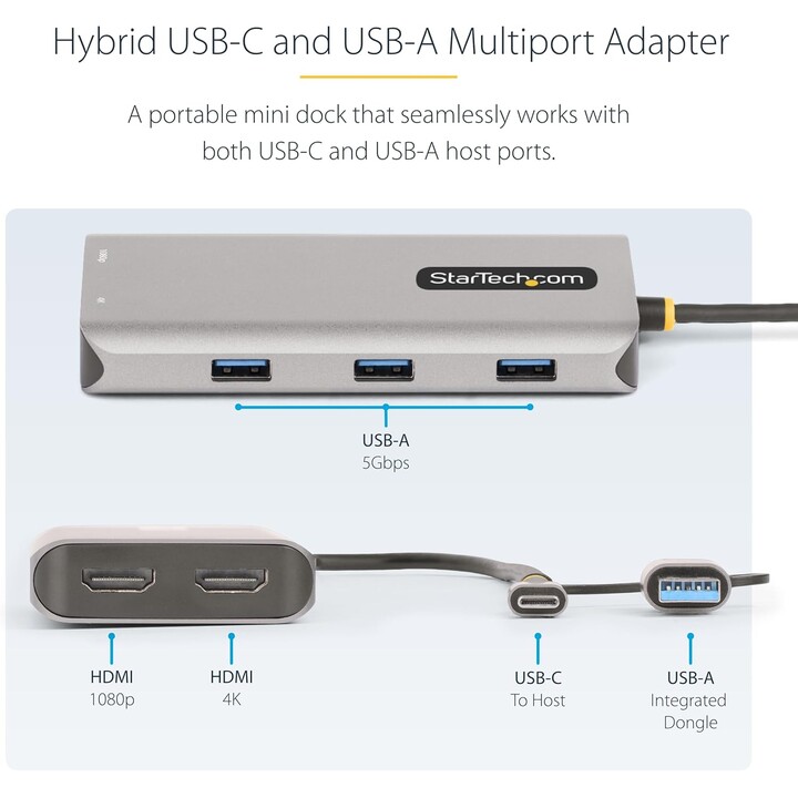 Adattatore multiporta USB-C con dongle da USB-C a USB-A
