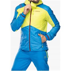 Casaco Isolado La Sportiva Alpine Guide Primaloft Hoody - Verde Limão/Azul Elétrico S