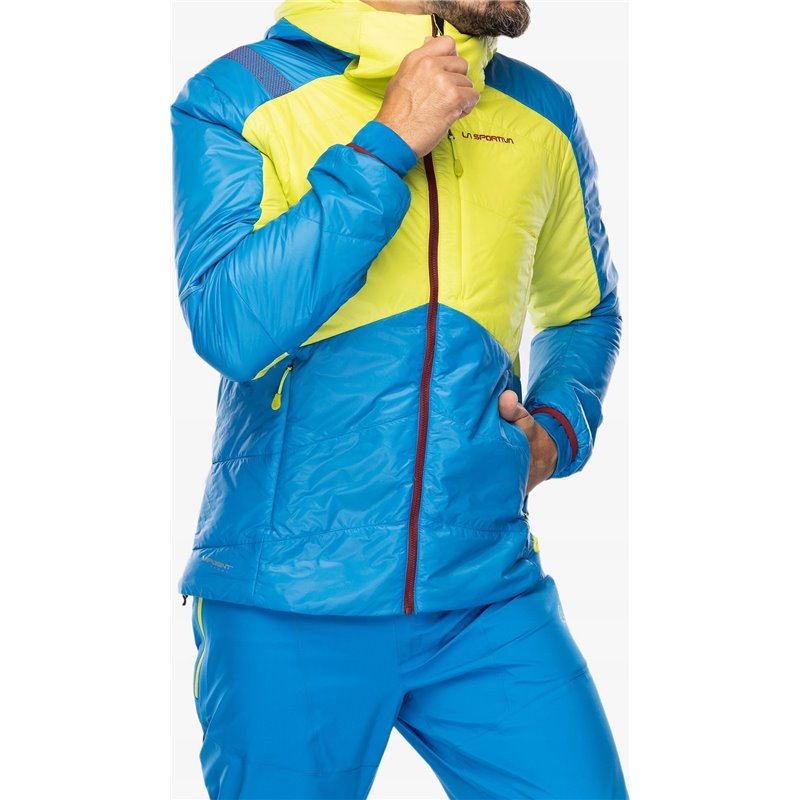 Chaqueta aislante con capucha La Sportiva Alpine Guide Primaloft - Lima/Azul Eléctrico XL