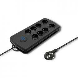 Qoltec 50161 limitador de tensión Negro 8 salidas AC 230 V 2,5 m